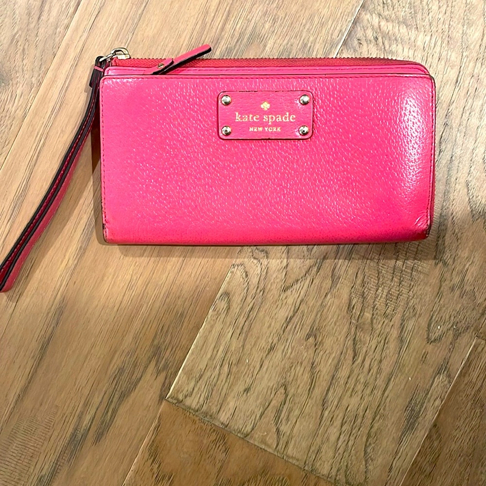 Kate Spade Pink Leather Accordion Zip Wallet